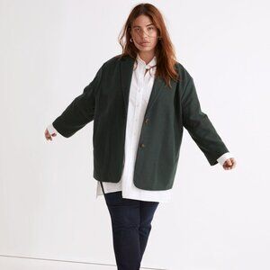 NWT 2x Madewell Brushed Oversized Dorset Blazer Plus Oversized Fit Dark Green